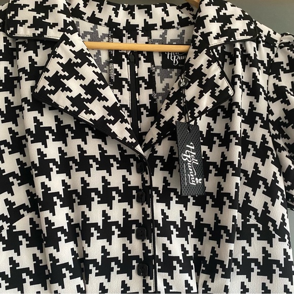 Hell Bunny Black & White Houndstooth Blake Mid Dress - Size S - NEW - Picture 14 of 15